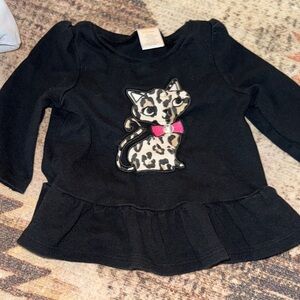 Gymboree Black Kids Top with Leopard Cat Appliqué